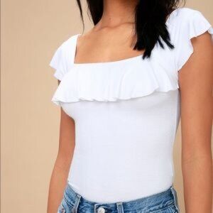 Free people Last Call White Ribbed Top M